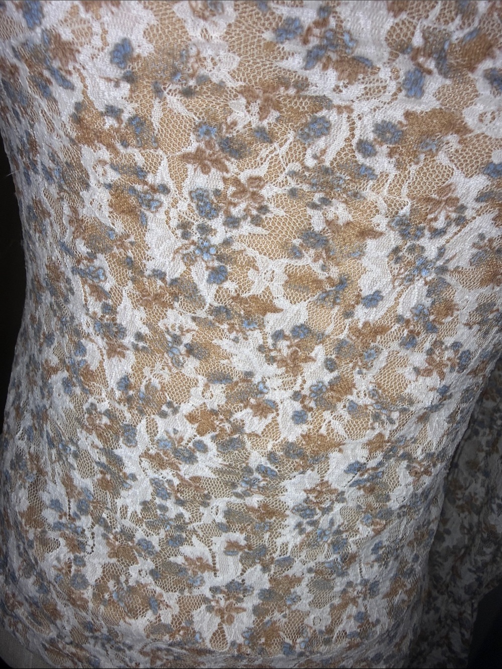Spiegel Floral Off-the-Shoulder Ruffle Sweater - Cream & Tan - Picture 2 of 4